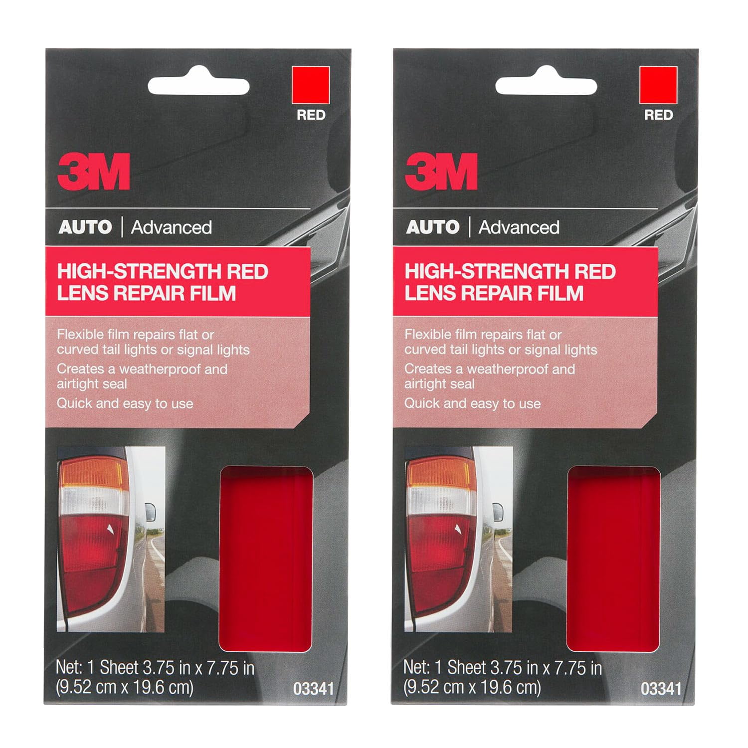 Lámina Reparadora 3m Auto, Lente Roja De Alta Resistencia, 9,5 X 19,7 Cm, Paquete De 2