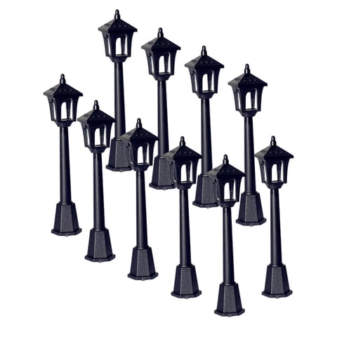 Magideal - 10 Uds., Modelo De Lámpara De Tren Ferroviario, Luces De Poste, Farola De Jardín, Modelo En Miniatura, Mini Luces De Poste De Calle Para Suministros,