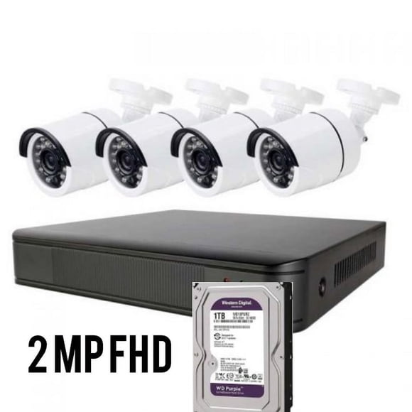 Kit Cctv 4 Cámaras 2 MP Full HD IP66 + Disco Duro 1 Terabyte