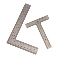 Magideal - Juego De Reglas De Acero Inoxidable De 2 Piezas, Herramienta De Dibujo, Ángulo De 90 Degree, Herramienta De Medición De Ángulo En T Portátil Para Oficina Y