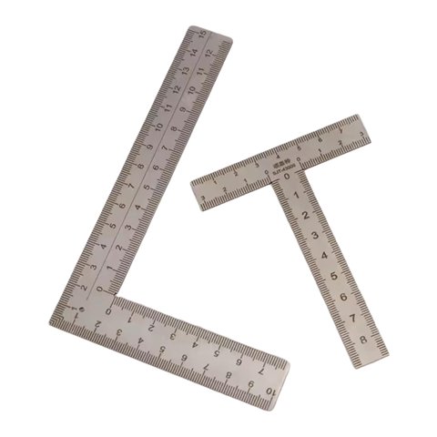 Magideal - Juego De Reglas De Acero Inoxidable De 2 Piezas, Herramienta De Dibujo, Ángulo De 90 Degree, Herramienta De Medición De Ángulo En T Portátil Para Oficina Y