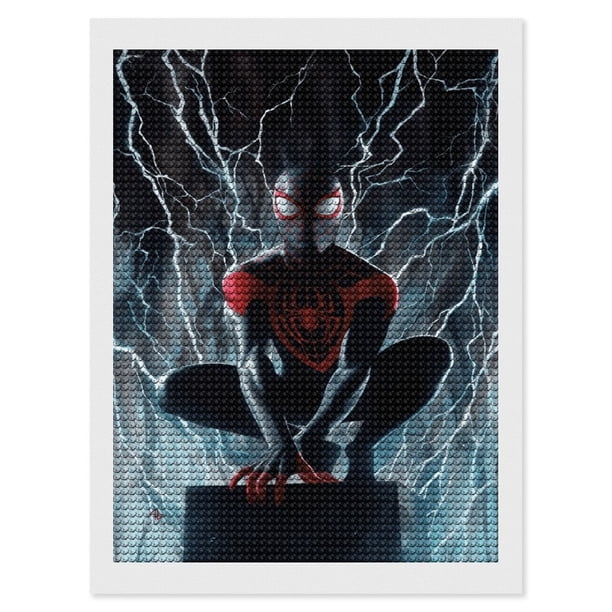 Miles Morales Kits de Pintura de Diamantes para Adultos 5D DIY Diamond Art Kits Full Drill Diamond Dots para Regalo Decoración de Pared y Relajación Artes de Gemas 30*40cm