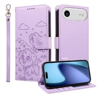 Funda Billetera Foxdock Compatible Con Iphone 17 Air , Diseño Perrito Tierno, Ranuras Para Tarjetas Y Soporte Plegable