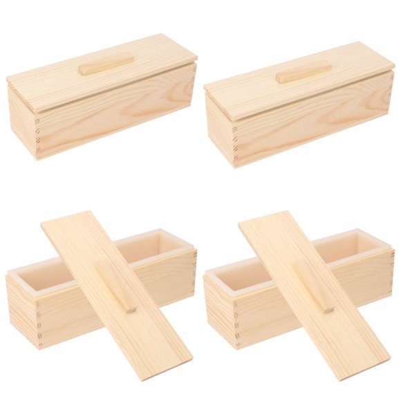 Molde de Bloque de Jabón kukmakri 42 oz Pack de 4 con Caja de Madera