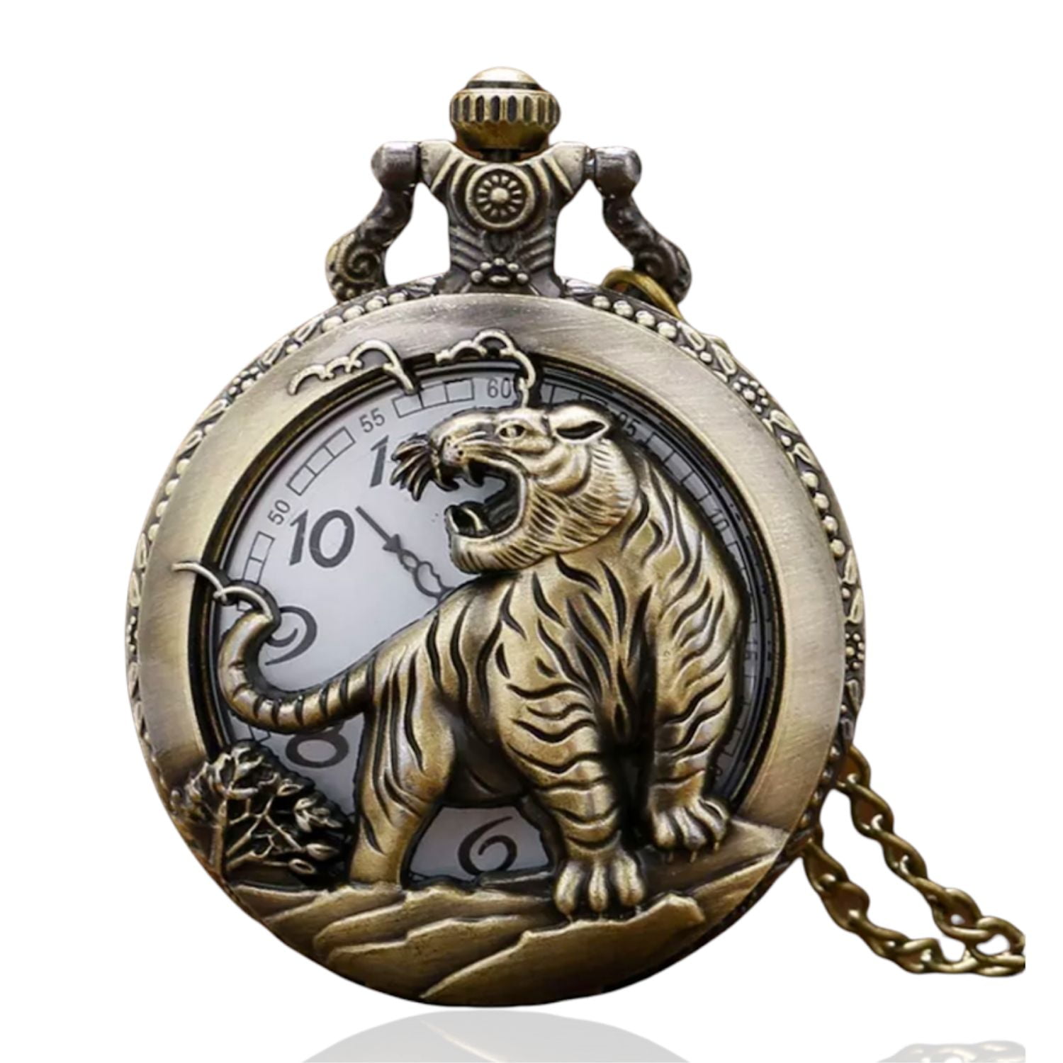 Genérico - Reloj Bolsillo Big Tiger Con Cadena Quartz Al54