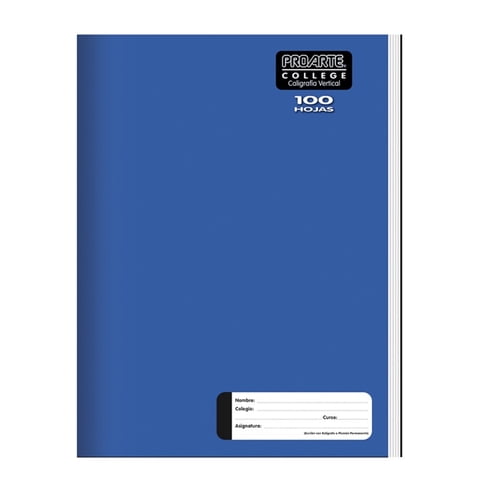 Proarte - Pack X 4 Cuaderno College Liso Caligrafía Vertical 100 Hojas –
