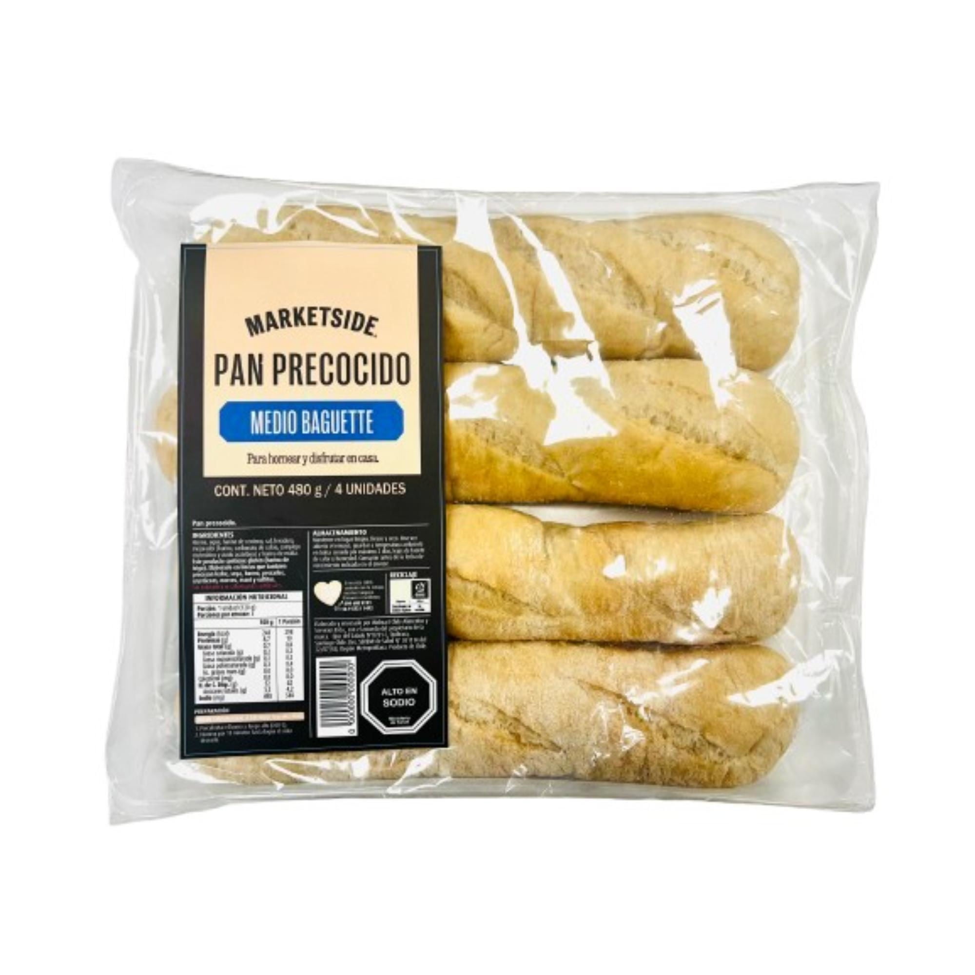Pan Precocido Medio Baguette 4 Un 480 g Marketside