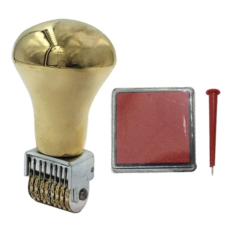 Bothyi - Sello De Fecha De Rodillo Vintage Con Rueda Giratoria De Almohadilla De Tinta Para Planificador De Documentos