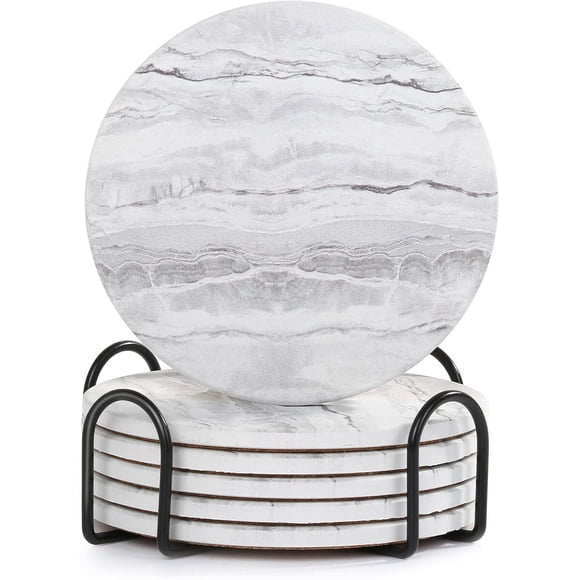 Acejoz Drink Coasters with Holder for Coffee Table, Absorbent