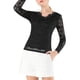 thumbnail image 5 of INSPIRE CHIC Blusa de Encaje Floral para Mujer de San Valentín con Cuello en V y Mangas Largas con Ribete Festoneado XL Negro, 5 of 7