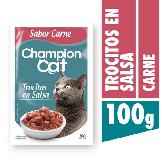 Alimento Húmedo Gato Adulto Trocitos Sabor Carne Pouch 100 g Champion Cat