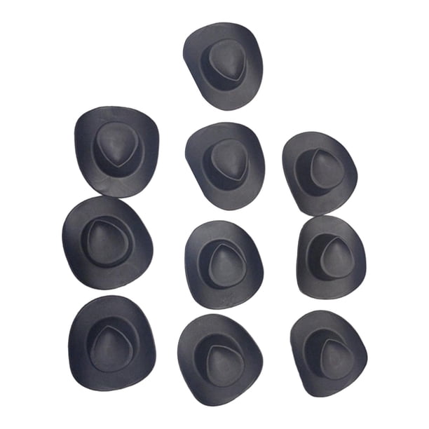 10 Piezas Casa De Muñecas Mini Sombrero De Vaquera Adorno De Pastel Sombrero De Muñeca Para Vestirse Negro