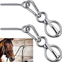 Xusx111 - 2 Conjuntos Anillo De Corbata De Caballo, Taco De Caballo Y Suministros Equipo De Entrenamiento De Caballo Accesorios De Caballo Seguros Con Perno De Ojo, Anillos De Corbata (Plata)
