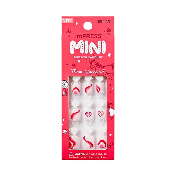 Press-On Nails Impress «Dream Big» para niños con 20 uñas, color rosa