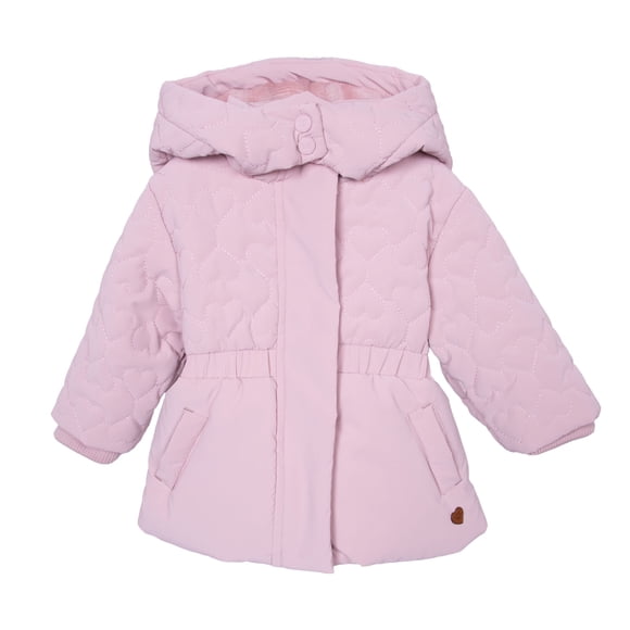 Parka Bebé Niña Forrada Coral Fleece Rosado