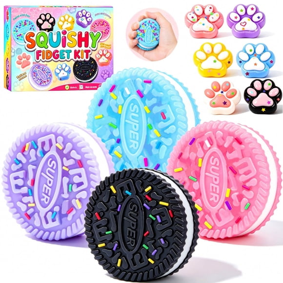Kit de 10 juguetes antiestrés ZiZa – Formas de galleta y pata de gato