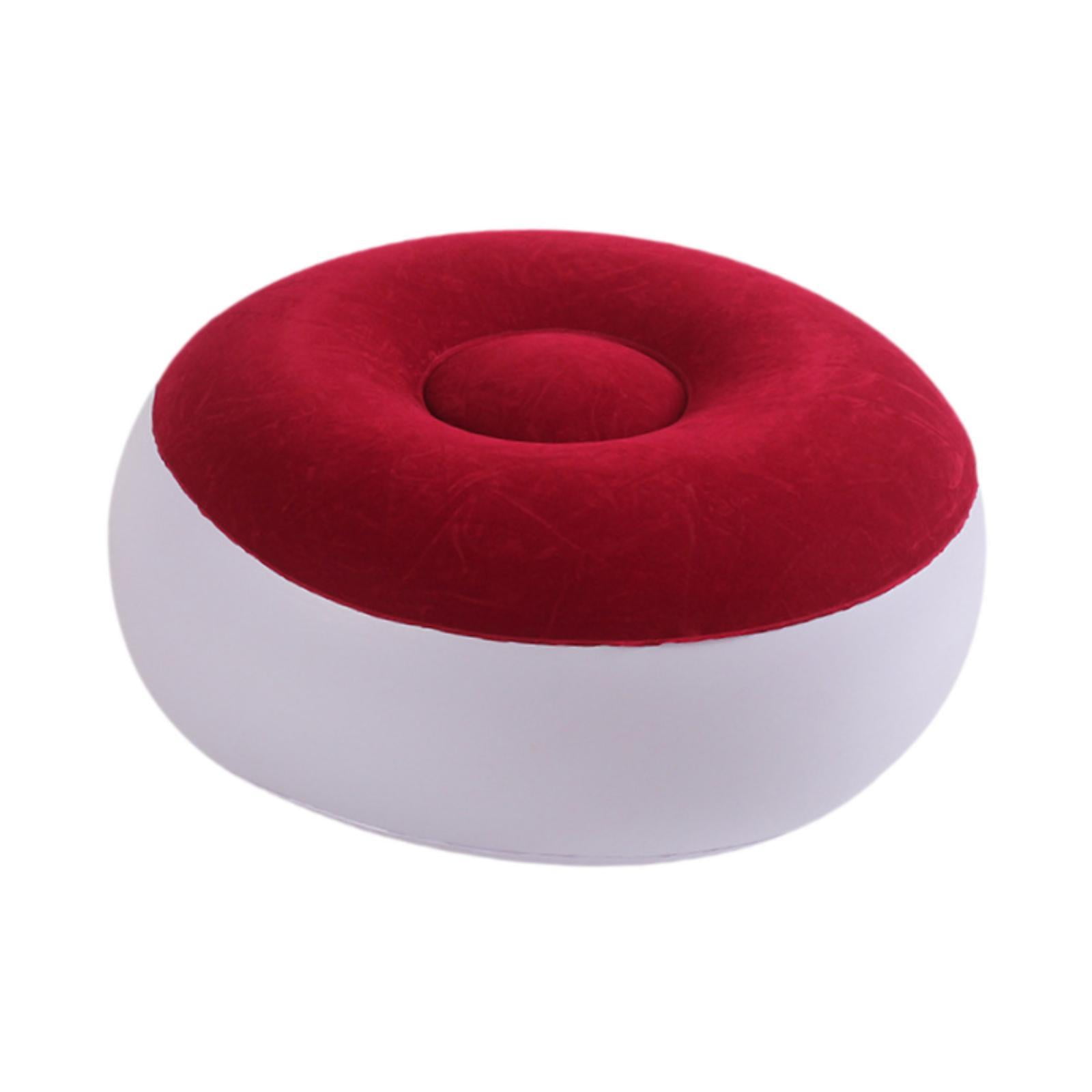 Magideal - Taburete Inflable Flocado, Silla Inflable Otomana, Silla De Camping Redonda Resistente Para Actividades Al Aire Libre, Césped, Patio Interior. Rojo