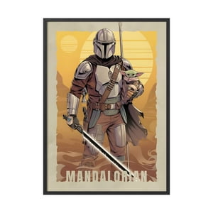 Creango - Cuadro Poster Enmarcado The Mandalorian Star Wars Decorativo