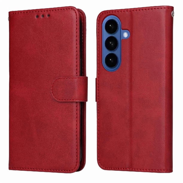 Funda Billetera para Samsung Galaxy S26 Plus con Porta Tarjetas y Soporte Ajustable Rojo