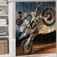 thumbnail image 5 of Motocross sucio Moto de cross-theme 4-Piece Shower Curtain Set with Rugs, Waterproof Bathroom Decor Set Includes Bath Mat, U-Shaped Rug, Toilet Lid Cover and Curtain with Hooks, 5 of 6