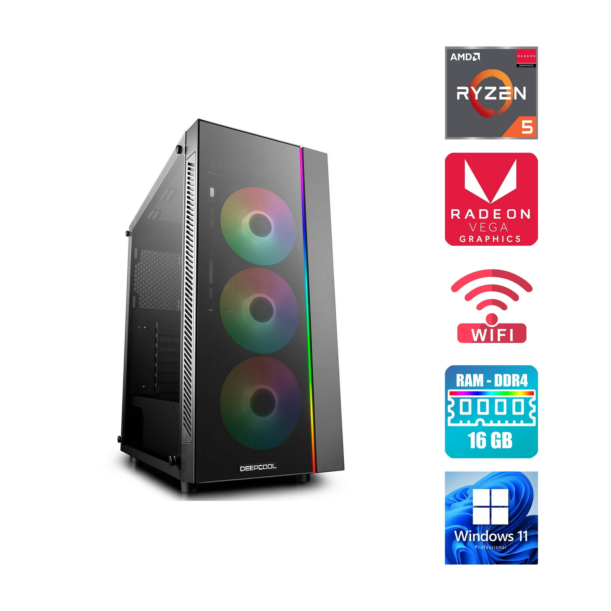 PC Gamer AMD Ryzen 5 5600G - Gráficos VEGA - 16 GB RAM - SSD 500GB