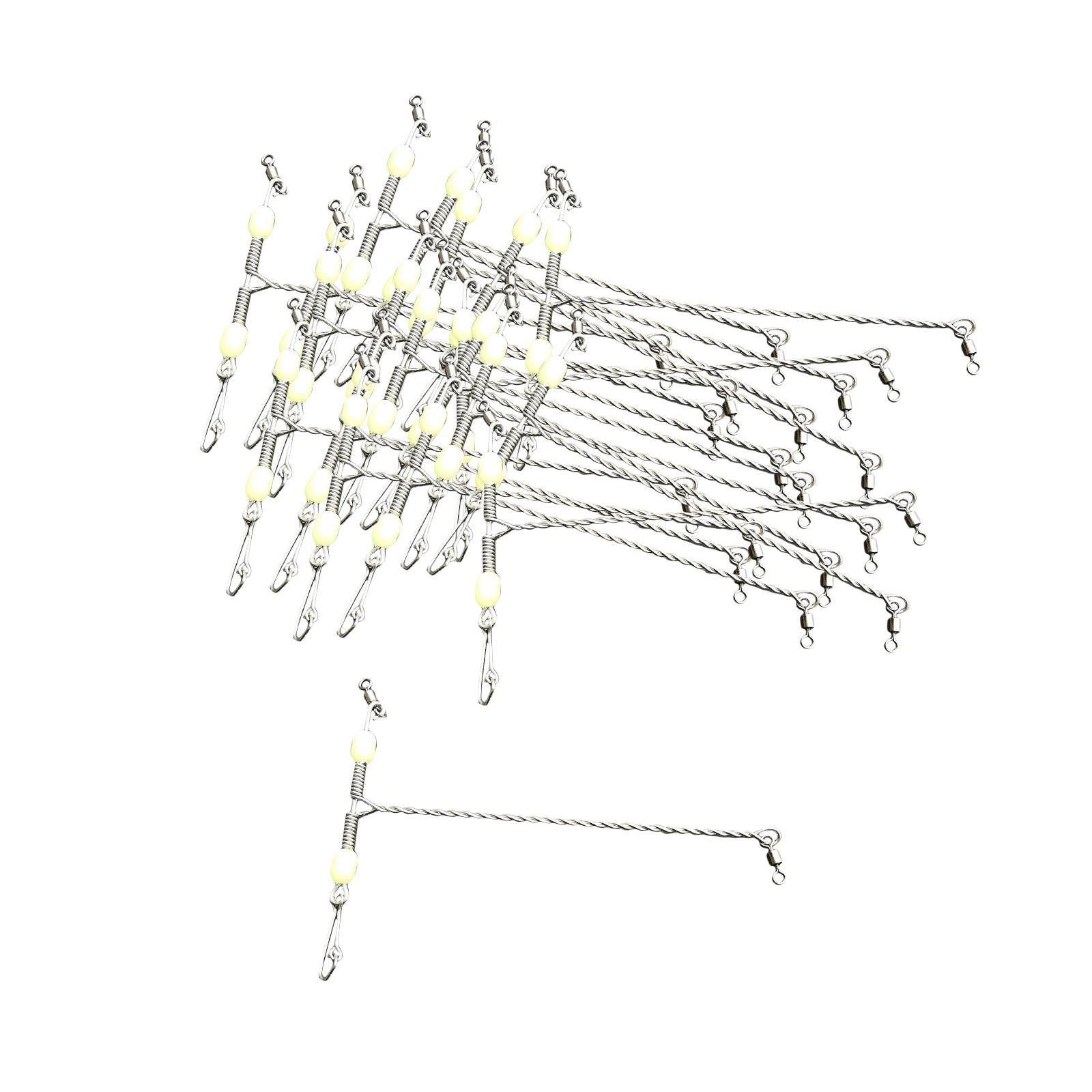 Magideal - Eslabón Giratorio De 3 Vías Para Pesca, Eslabones Giratorios De Pesca En Forma De T, Cierres A Presión, Con Cuentas Luminosas, Gancho Giratorio De Con 15Cm