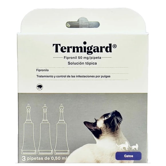 Pipeta Antipulgas Gatos Termigard Fipronil 50mg 0.5 ml 3 unidades
