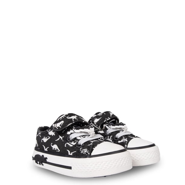 Zapatilla Bebé Niño de Lona con Dinosaurios Negro Pillin