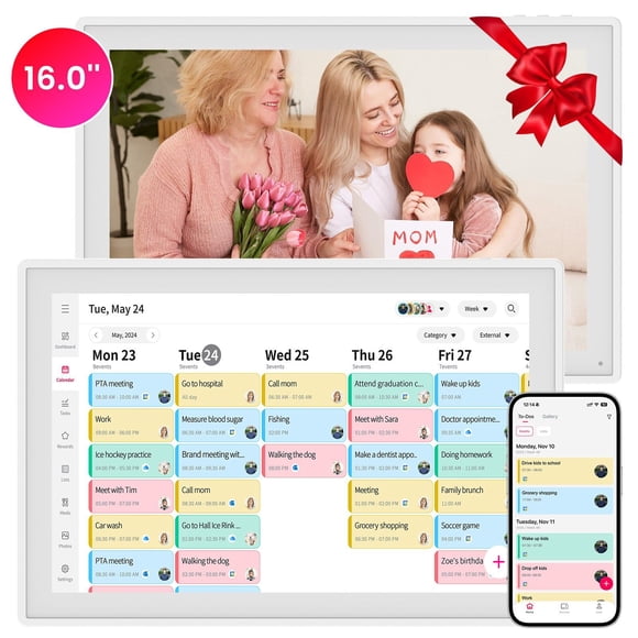 Calendario digital inteligente Anyuse de 16" con pantalla táctil y sincronización