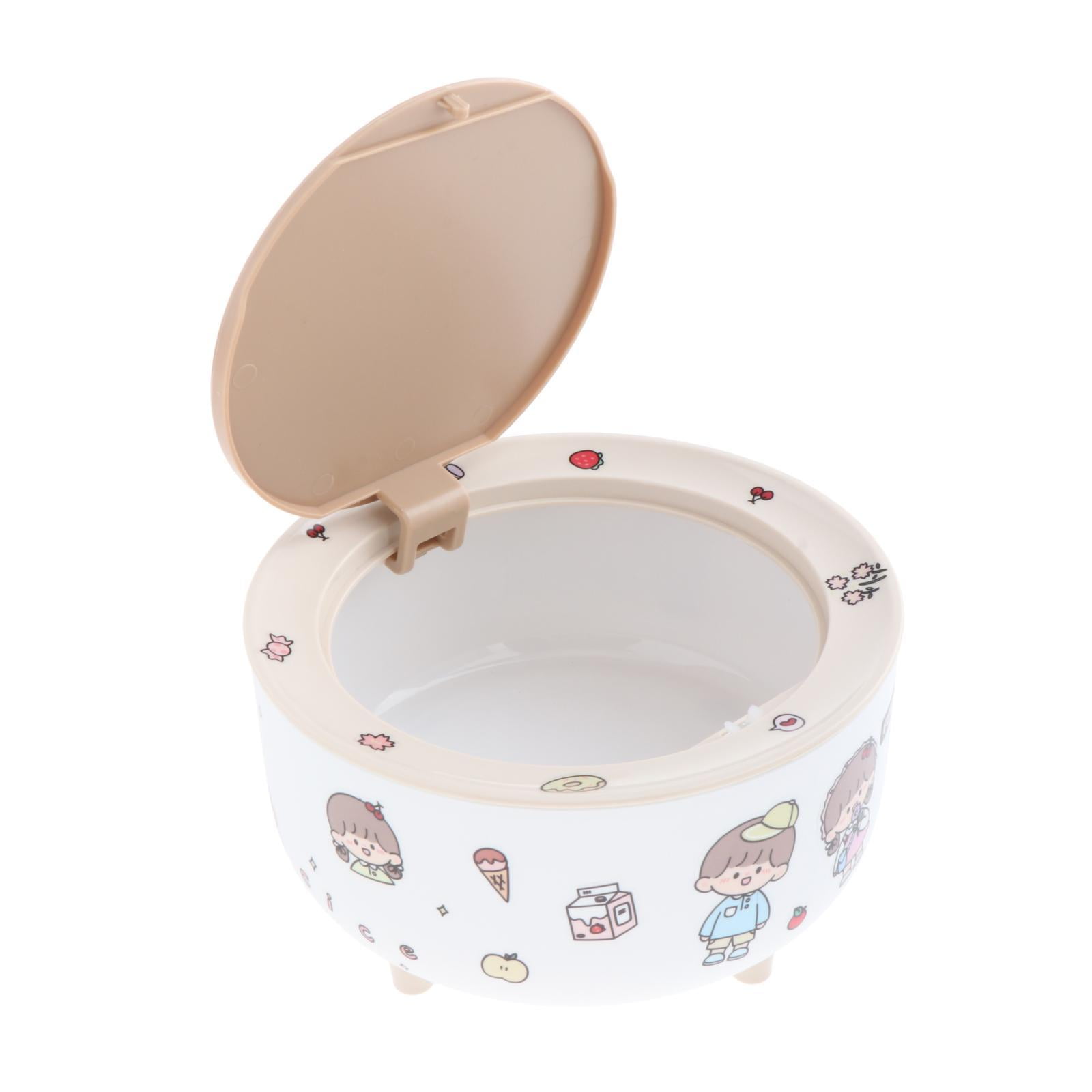 Bothyi - Bote De Basura De Escritorio Sellado Con Pegatinas Cubierta De Prensa Para Encimera De Madera Blanca Para El Hogar