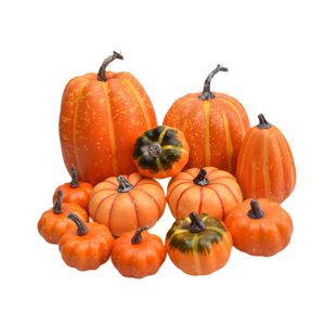 Magideal - 12 Calabazas Artificiales De Color Naranja Para Decoración De Otoño, Tamaño Surtido, Suministros Realistas Para Fiestas De Halloween, Apilables Para