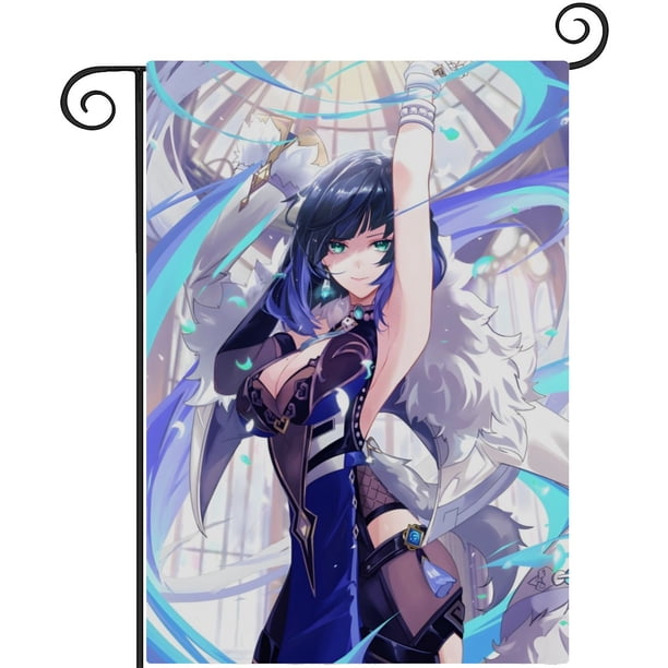 Genshin Impact-bandera de jardín temática. Regalo perfecto para fans, amigos y familiares, ideal para actividades al aire libre y decoración de fiestas.28CM*45CM
