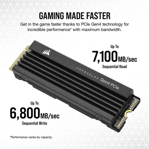 SSD Corsair MP600 PRO LPX de 2 TB M.2 NVMe PCIe x4 Gen4 para PS5