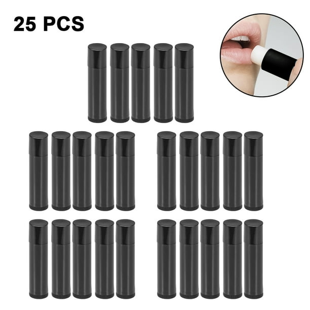 25 tubos de lápiz labial vacíos, envase de bálsamo labial DIY, tubo de lápiz labial de 5 g, viene con tapa