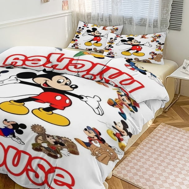 Mickey Print Bedding Set Pattern Duvet Cove Set 3 Pieces 1 Quilt Cover And 2 Pillowcases for Women Men Teens