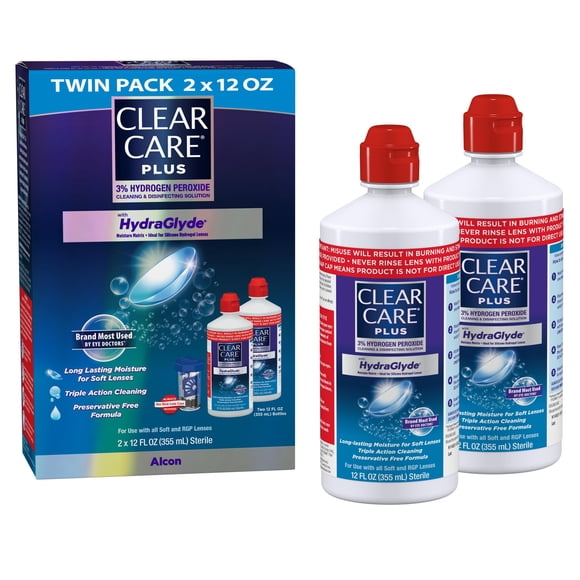 Solución de limpieza Clear Care Plus con funda para lentes, 360 ml, 2 unidades