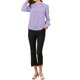 thumbnail image 2 of INSPIRE CHIC Blusa de Mujer con Cuello Alto, Pliegues y Botón de Ojal, Talla S, Color Lila Claro, 2 of 7