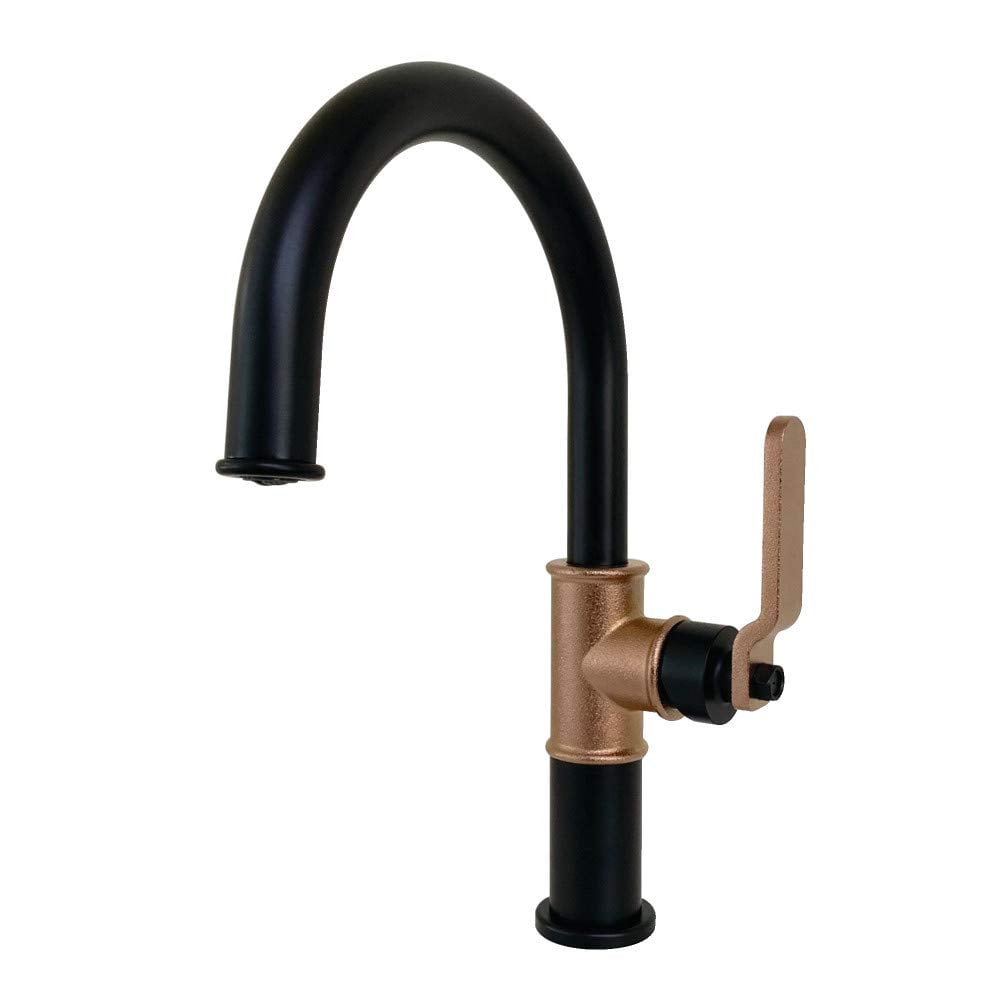 Grifo De Baño Kingston Brass Eagan De Una Sola Manija, Negro Mate/oro Rosa