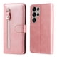 thumbnail image 1 of Funda tipo cartera para Samsung Galaxy S25 Ultra con bolsillo con cremallera y ranuras para tarjetas – Función de soporte Rosa, 1 of 6