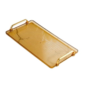 Bothyi - Bandeja Para Servir Con Asa, Organizador De Almacenamiento, Plato, Hogar, Sala De Estar, Tocador, Color Ámbar, Grande