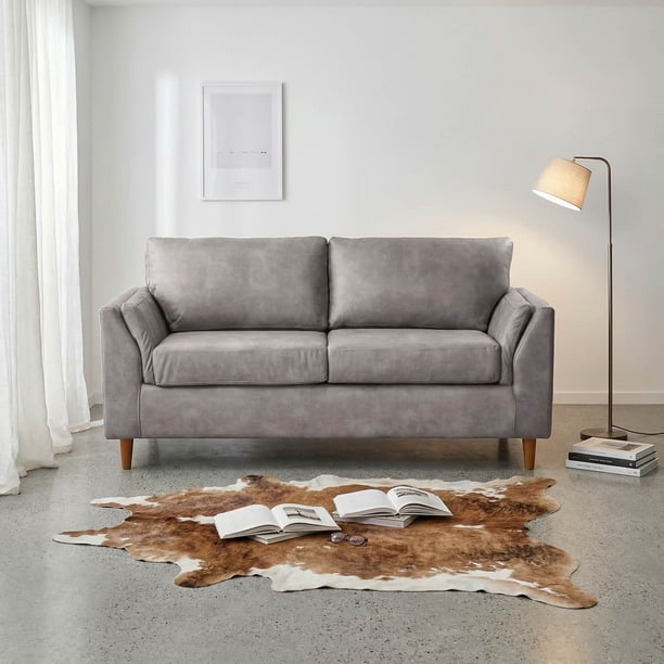 Sofá Milan 2C Con Resortes Pocket Cuero Kentucky Gris