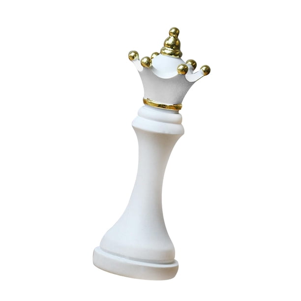 Estatua De Piezas De Ajedrez Con Resina De Pintura Dorada, Regalo Para Escritorio, Sala De Estar, Oficina, Forma De Reina Blanca