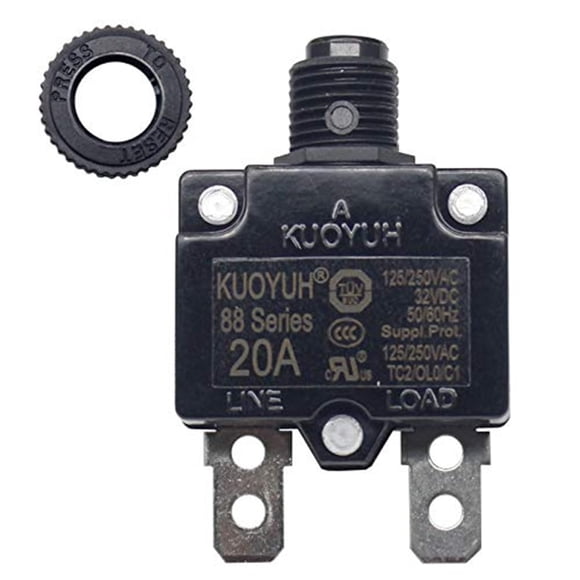 Interruptor automático KQEC Serie 88 20 A 125/250 VCA con reinicio por pulsación