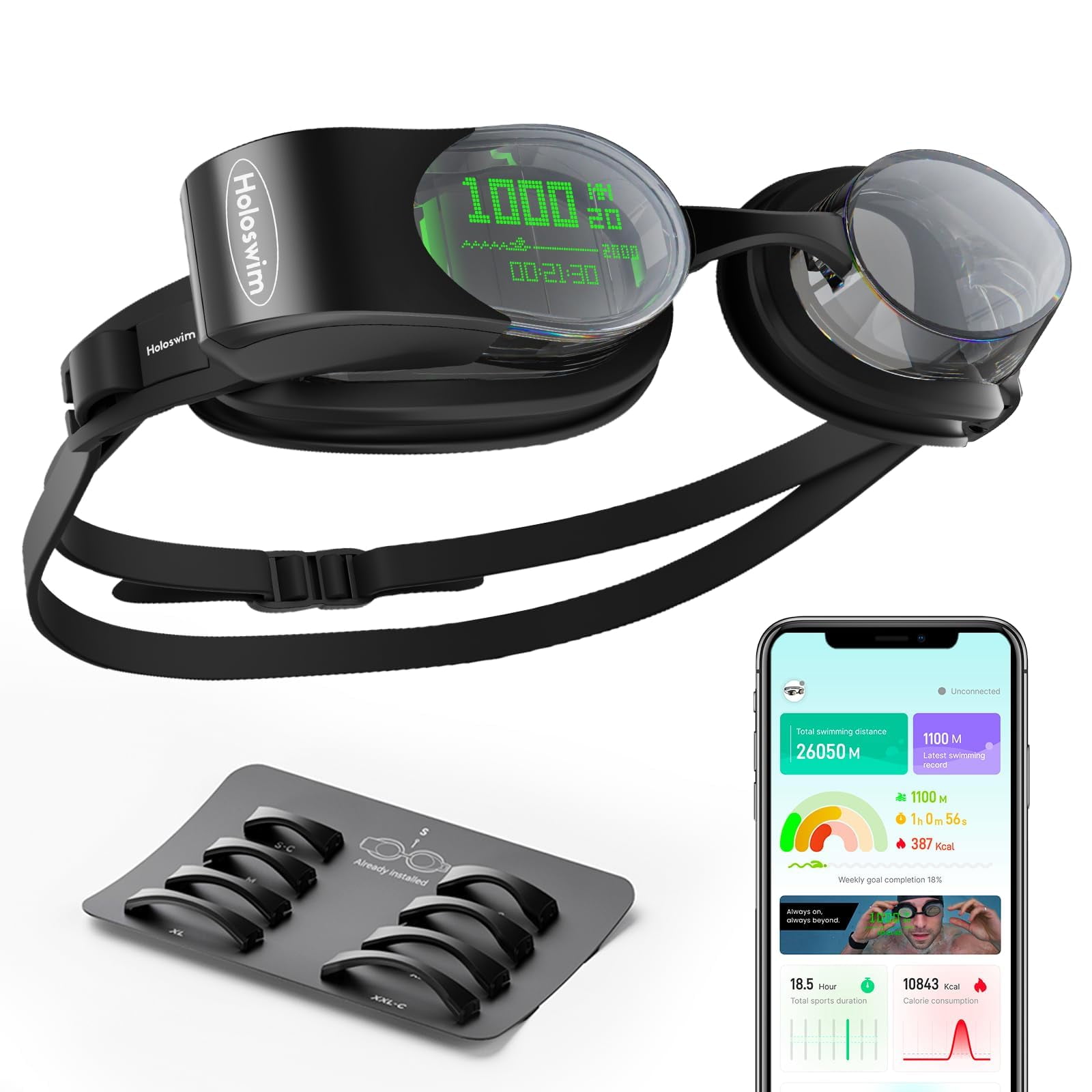 Gafas De Natación Holoswim Smart 2pro Ar Con Pantalla En Tiempo Real