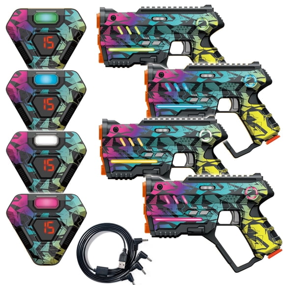 Set de Laser Tag Winyea Tag de 4 Pistolas y 4 Chalecos, Alcance de 46 m