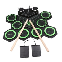 Magideal - Batería Electrónica Con 12 Almohadillas, Compatible Con Auriculares, Máquina De Práctica Con Almohadillas, Batería Digital Para Cumpleaños, Vacaciones Verde