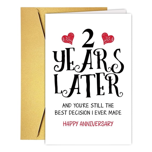 Tarjeta de aniversario Rualove Romantic de 2 años para marido y mujer