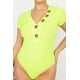 thumbnail image 5 of Saronite Body de Punto Acanalado con Cuello en V y Botones Basics, Color Lima Neón (para Mujer), 5 of 5
