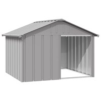 Dog House Vidaxl, Acero Galvanizado Duradero, Resistente A La Intemperie, Gris