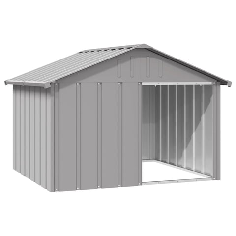 Dog House Vidaxl, Acero Galvanizado Duradero, Resistente A La Intemperie, Gris